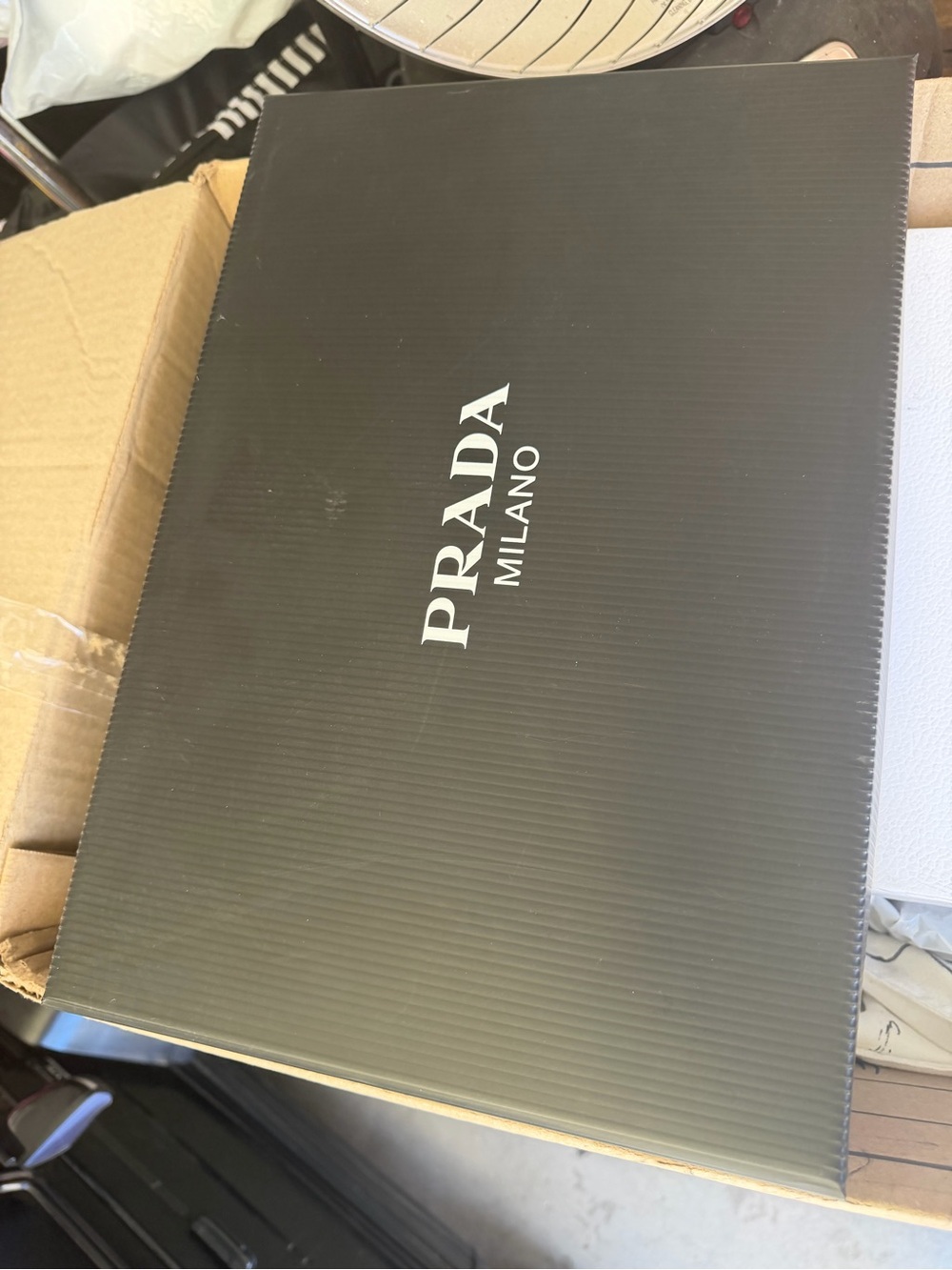 Prada Black Milano Logo Box and bag